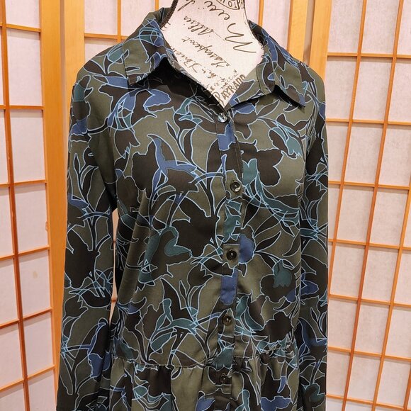 Logo by Lori Goldstein Floral Tiered Button Down Blouse, Size M, EUC! - Picture 3 of 5